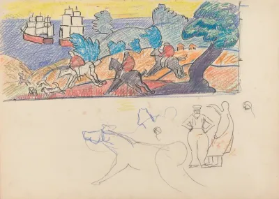 Cave Of The Golden Calf Study For Deer Hunting Mural