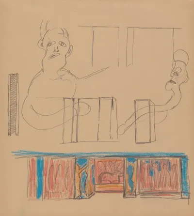 Cave Of The Golden Calf Study For Mural