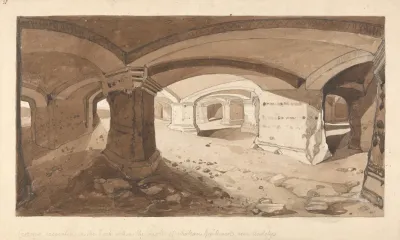 Caverns Excavated In The Rock Within The Castle Of Chateau Gaillard Near Andelys Normandy