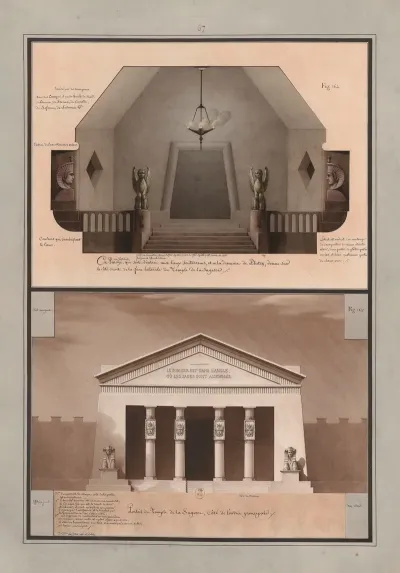 Ce Porche Ou Vestibule Qui Sert Dentree Aux Lieux Souterreins Et A La Demeure De Pluton Donne Sur Le Cote Droit De La Face Laterale Du Temple De La Sagesse