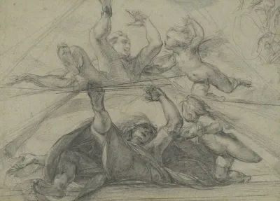 Ceiling Studies Of A Prophet And A Putto Seen From Below