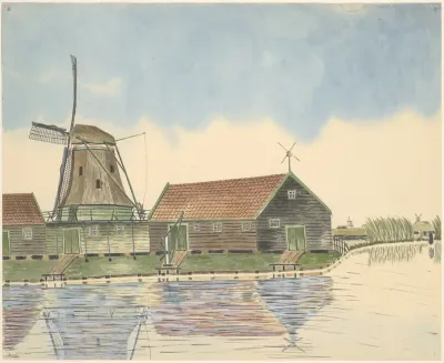 Cement En Trasmolen De Rietvink Aan De Zaan Buitendijks Bij Het Zuiderveer Afgebroken 1879