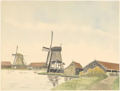 Cementmolen De Rietvink En Houtzaagmolen Het Vliegend Hert Aan De Zaan Vanuit Het Zuidwesten