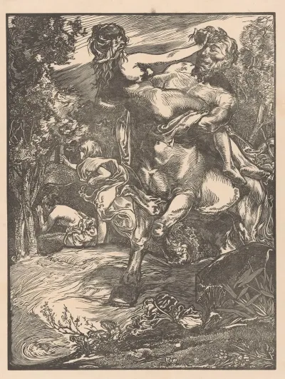 Centaur Die Een Vrouw Ontvoert