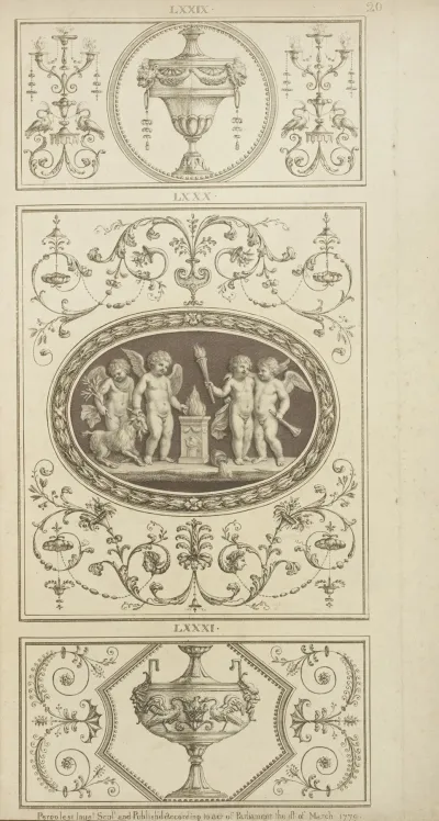 Central Design Of Four Cherubs With A Torch And Ram