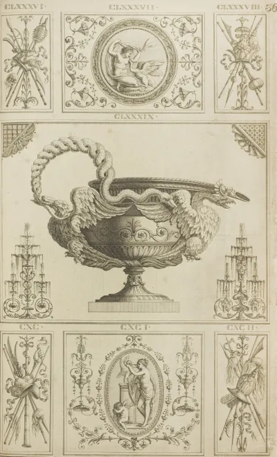 Central Design Of Urn With Handle In Shape Of Snake Held By Two Eagles