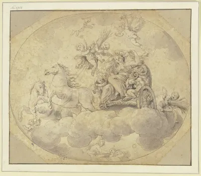 Ceres Auf Einem Wagen In Wolken