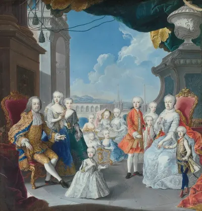 Cesarzowa Maria Teresa Habsburg 1717 1780 I Franciszek I Lotarynski 1708 1765 Z Dziecmi