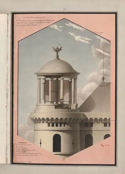 Cette Machine A Tirer De Leau Du Fosse Pour Etre Conduite A Tous Les Etages Du Chateau Est Placee Sur La Tour A Gauche Cote De Lentree