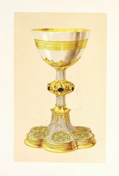 Chalice In The Style Of The Fifteenth Century In Silver Parcel Gilt And Enamelled