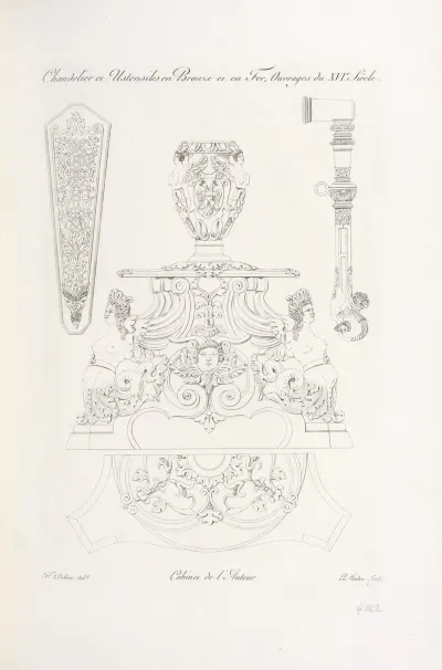 Chandelier Et Ustensiles En Bronze Et En Fer Ouvrages Du Xvie Siecle