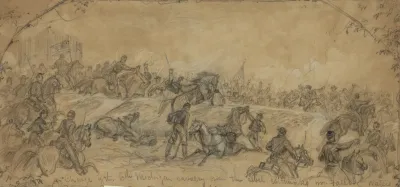 Charge Of The 6th Michigan Cavalry Over The Rebel Earthworks Nr Falling Waters