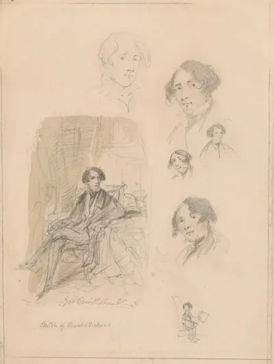 Charles Dickens 7 Original Pencil Sketches