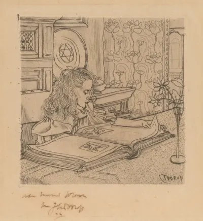 Charley Looking At An Album Of Prints