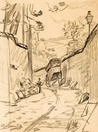 Charrette Dans Une Ruelle Tournante