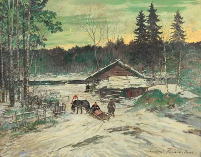 Chasseur Discutant Avec Une Femme Dans Un Traineau