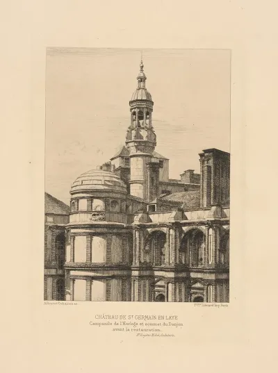 Chateau De St Germain En Laye Clock Tower And The Top Of The Dungeon Before Restoration