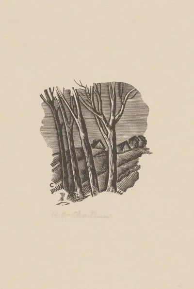 Chaty Widoczne Zza Drzew Ilustracja Do Ksiazki Song Of The Little Indian Mais