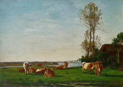 Chaumiere Et Paturage Sur Les Bords De La Touques