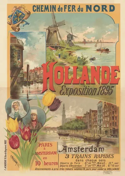Chemin De Fer Du Nord Hollande Exposition 1895 Paris A Amsterdam En 10 Heures