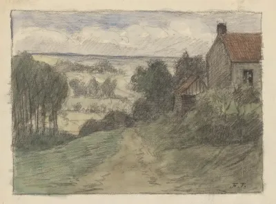 Chemin Et Maison Bouquets Darbres Dans Un Paysage Vallonne