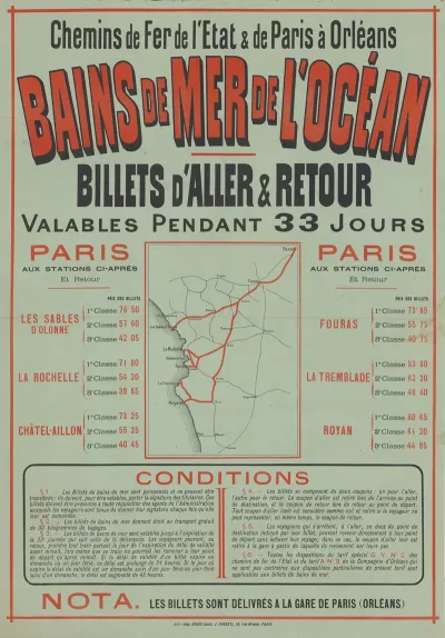 Chemins De Fer De Letat De Paris A Orleans Bains De Mer De Locean