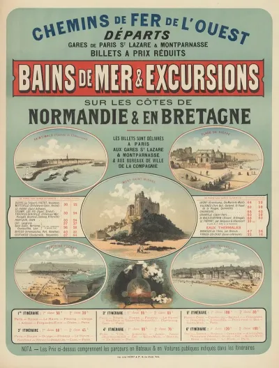 Chemins De Fer De Louest Bains De Mer Excursions Sur Les Cotes De Normandie En Bretagne