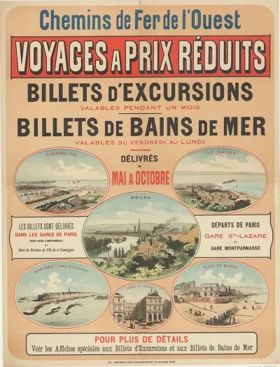 Chemins De Fer De Louest Voyages A Prix Reduits Billets Dexcursions Billets De Bains De Mer