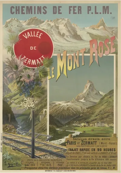 Chemins De Fer P L M Le Mont Rose Vallee De Zermatt