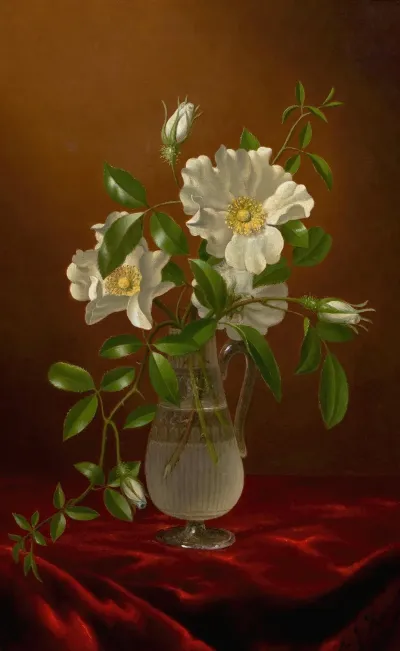 Cherokee Roses In A Glass Vase