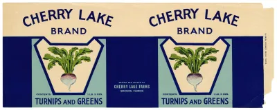 Cherry Lake Brand Turnips And Greens Label