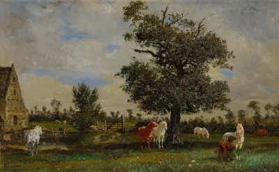 Chevaux Sous Un Pommier