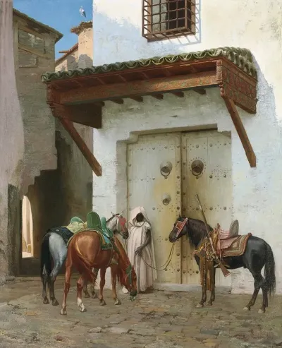 Chevaux Tenus Par Un Esclave La Halte