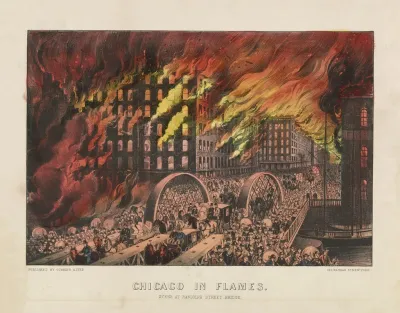 Chicago In Flames Scene At Randolph Street Bridge