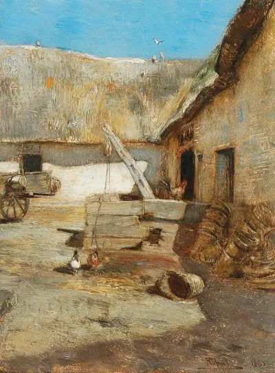 Chickens In A Farmhouse Courtyard