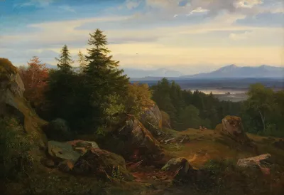 Chiemseelandschaft Mit Aussicht Auf Die Bayrischen Alpen