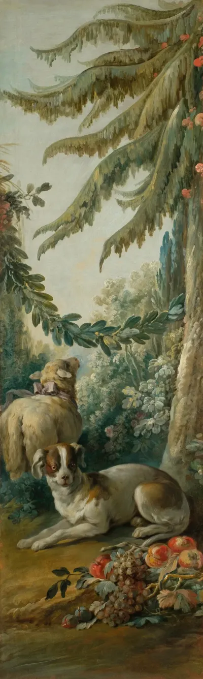 Chien Et Mouton Dans Un Paysage