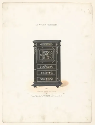 Chiffonnier Henri Ii Noir Et Ivoire