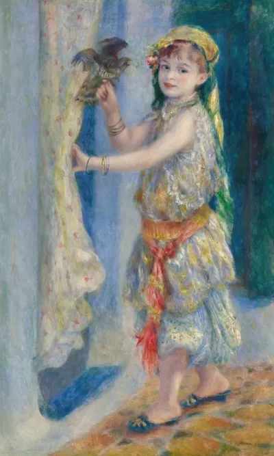 Child With A Bird Mademoiselle Fleury In Algerian Costume