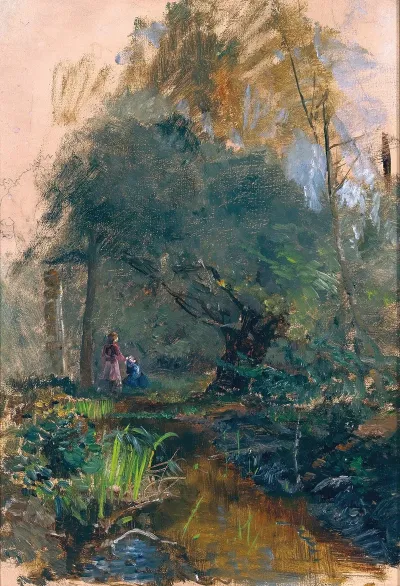 Children By A Mountain Creek