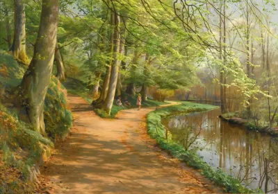 Children By A Stream