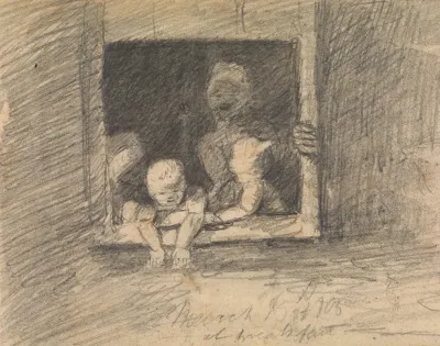 Children Leaning From A Window