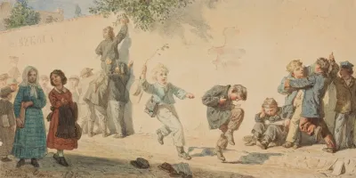 Children Leaving The School Building