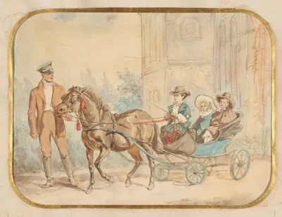 Children Of Adam Krasinski Jozef Kazimierz And Maria In A Wagonette In Radziejowice