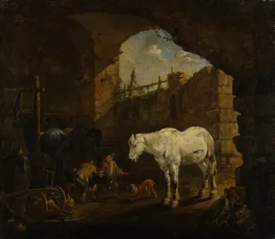 Children Playing In A Stable