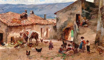 Children Playing In Anticoli Corrado