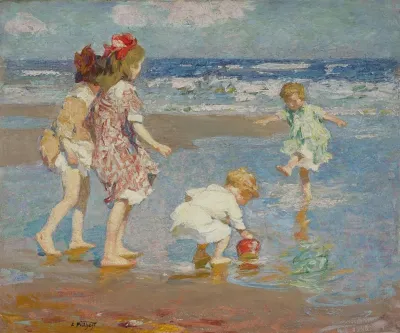 Children Playing In Surf