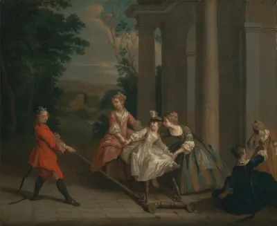 Children Playing With A Hobby Horse