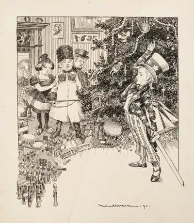 Children Representing Several Countries At Christmas With The Presents On The Floor