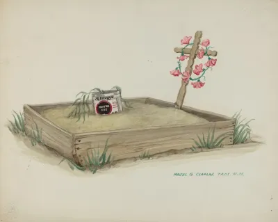 Childs Grave With Hand Made Cross Of Wood